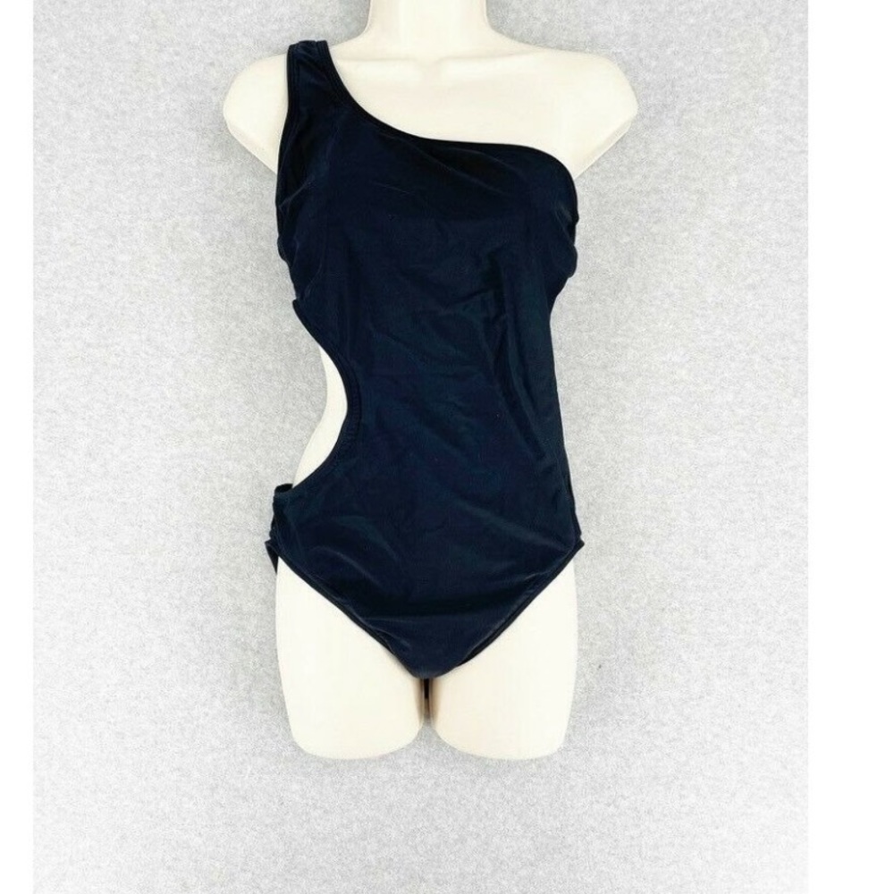 Hollister Womens Cut Out One Piece Swimsuit Size Large Black Casual Strappy